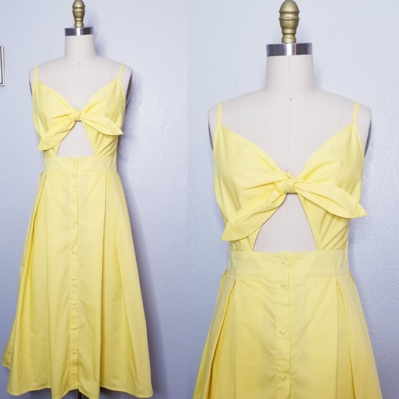 Vintage Dresses & Skirts - Vintage reproduction yellow tie front sundress